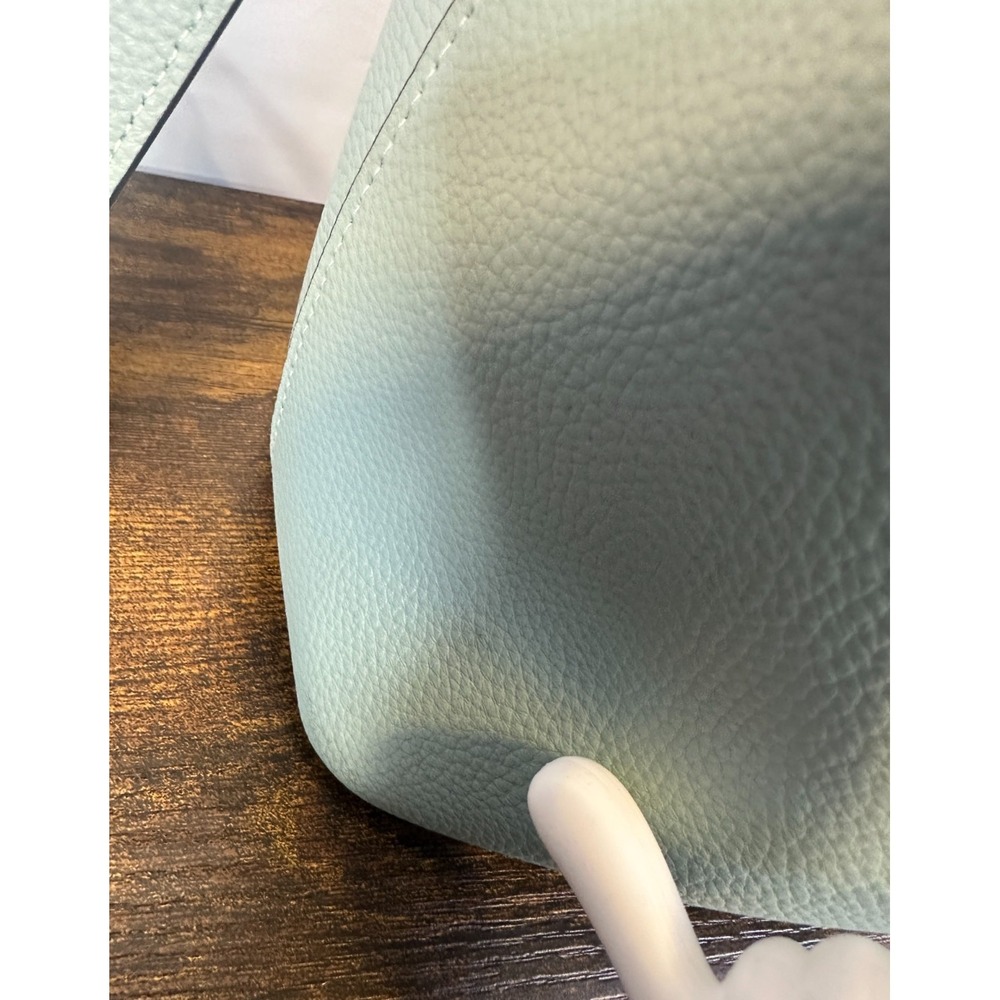 *Flawed Coach Town Bucket Bag 91122 Seafoam Blue Pebble Leather Crossbody Purse - Picture 13 of 16
